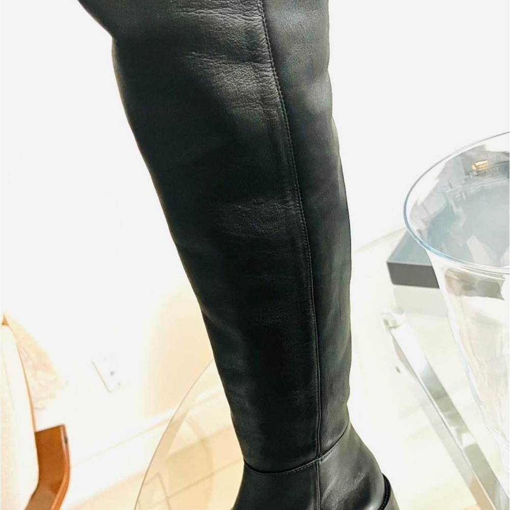 Aquatalia Black Over the Knee Boots Sleek Leather Design